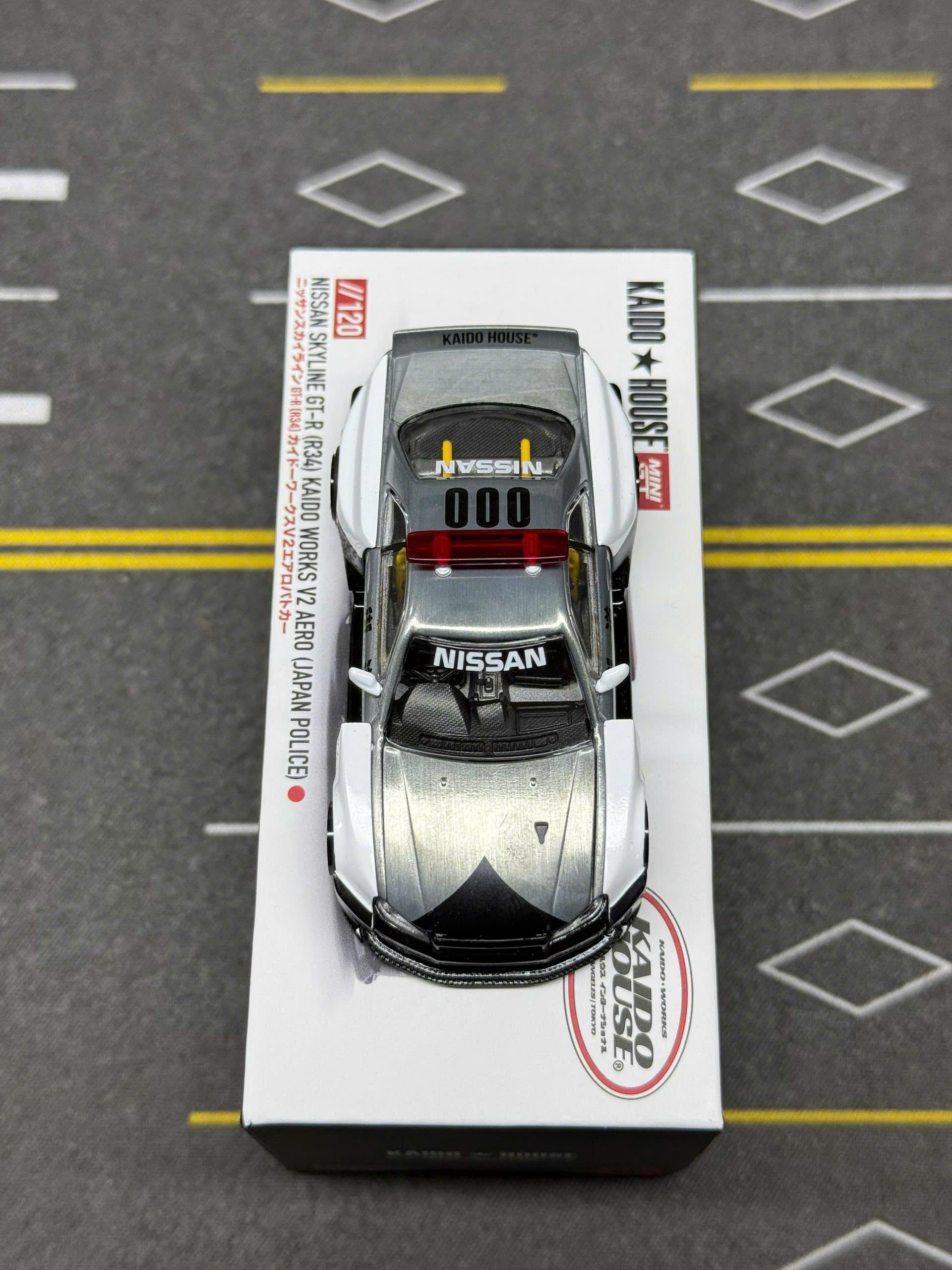 MINIGT KAIDO★HOUSE GT-R (R34) V2 チェイスカー Kaido House MINI GT 120 Chase Nissan Skyline GT-R (R34