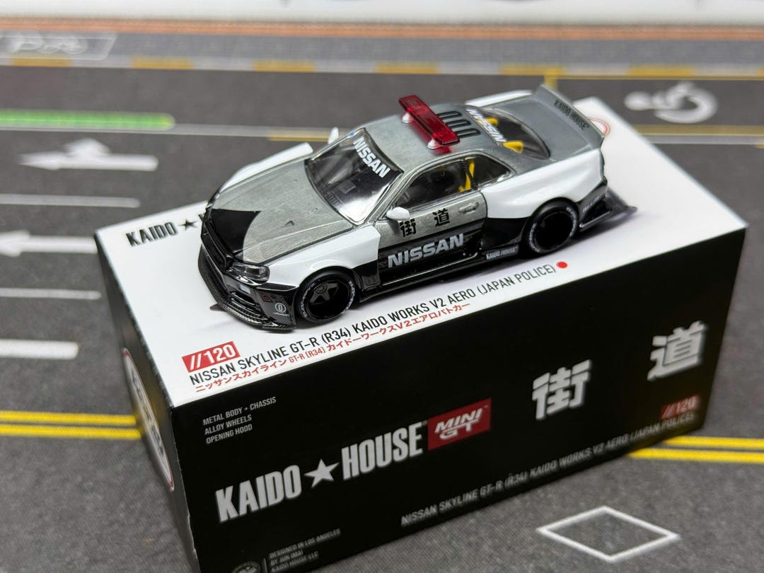 Mini GT X Kaido House R34 Police V2 Chase KHMG120 Diecast (+