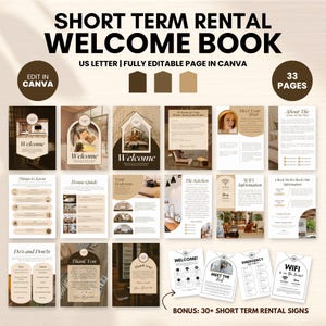 Airbnb Welcome Book Template Canva, Guest Guide Book Canva Template, Short Term Rental Handbook, Vacation Rental Welcome Booklet Template