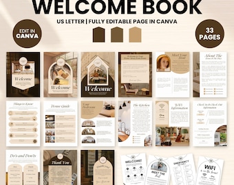 Airbnb-Willkommensbuch-Vorlage Canva, Gästeführer-Buch Canva-Vorlage, Handbuch für Kurzzeitvermietungen, Willkommensbroschüren-Vorlage für Urlaube