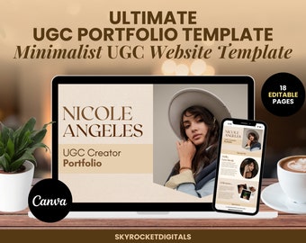 Ultieme UGC-portfoliosjabloon Canva | Minimalistische UGC-websitesjabloon Ugc-mediakitportfolio Professionele UGC-canva-websitesjabloon