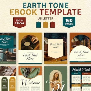 Modelo de e-book Canva, modelo de pasta de trabalho de coaching, modelo de blogger, modelo de criador de curso, ímã de leads, modelo de guia de viagem Earth Tone