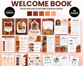 Airbnb Welcome Book Template, Guest Guide Book Canva Template, Short Term Rental Handbook Vacation Rental Welcome Booklet Digital Terracotta