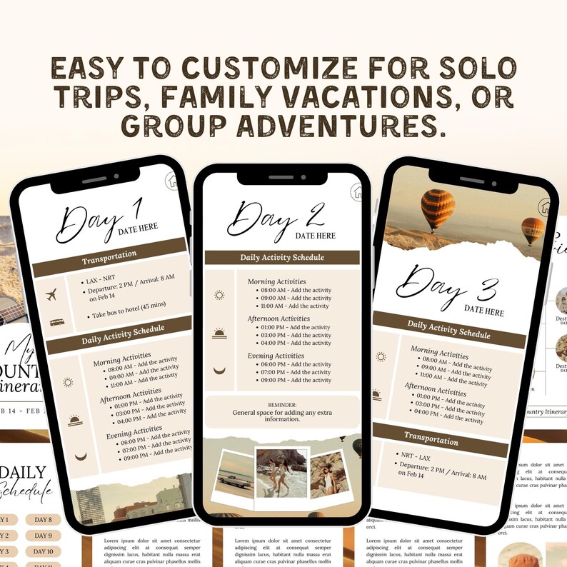 Mobile Travel Itinerary Template Canva, Trip Itinerary Guide, Digital ...