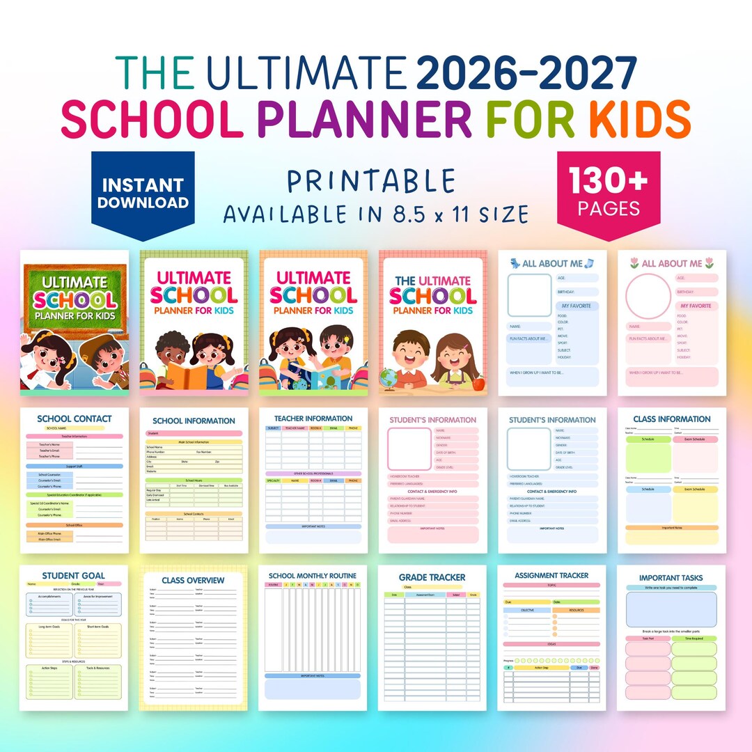 Academic Planner, 2026 - 2027 Back to School Planner for Kids ...