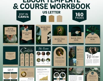 Luxury eBook Template, Green eBook Canva Template, Elegant Coach Workbook Worksheet, Lead Magnet Coaching Guide Book, Editable Book Template