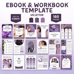 Purple eBook Template Canva, Coaching Workbook Template, Digital PDF Templates, Course Creator Template Lead Magnet Canva Coaching Worksheet
