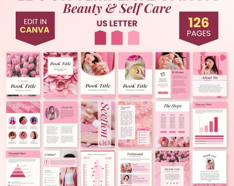 Ebook Template Pink, Beauty Ebook Template Canva, Minimalist Coaching Workbook Template, Lead Magnet, Pink Editable Ebook Template Design