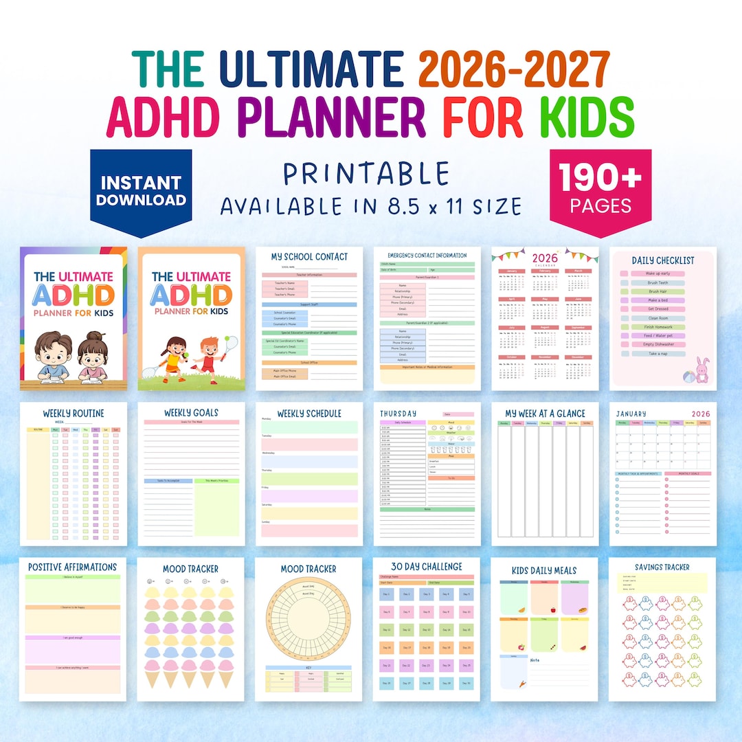 The Ultimate 2026 and 2027 ADHD Planner for Kids, ADHD Kids Planner ...