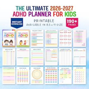 Der ultimative 2026 und 2027 ADHD-Planer für Kinder, ADHD-Kinderplaner, Adhd-Kinderschul-Tracker, Adhd-Digitalplaner für Kinder und Tagesplaner