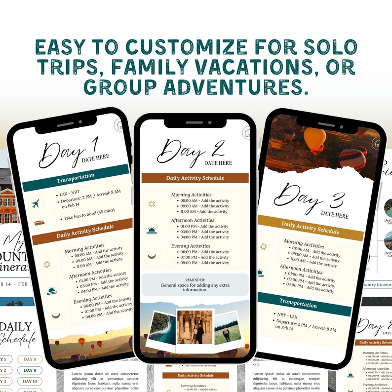 Mobile Travel Itinerary Template Canva, Trip Itinerary Guide, Digital ...