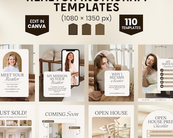 110 Luxury Real Estate Instagram Templates | Real Estate Marketing Templates | Realtor Social Media Templates | Realtor Marketing Kit Canva
