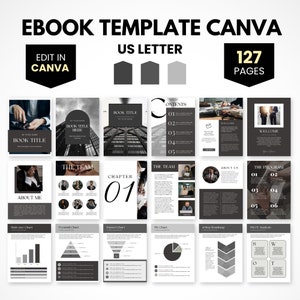 Black eBook Template Canva, Editable Course Creator Workbook Template, Lead Magnet Template, Coaching Workbook Template Black Canva Template