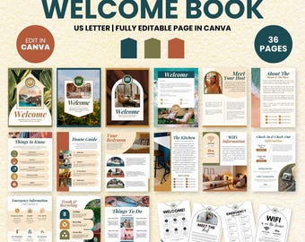 Airbnb Welcome Book Template Canva, Guest Guide Book Canva Template, Short Term Rental Handbook, Vacation Rental Welcome Booklet Template