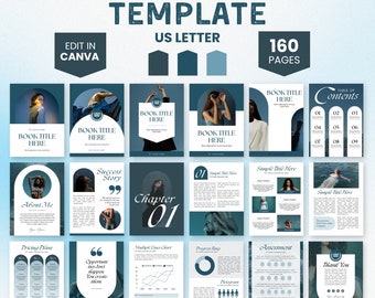 Ebook Template Canva, Editable Coaching Workbook Template, Blue eBook PDF Template, Course Creator Template Business eBook, Lead Magnet Blue