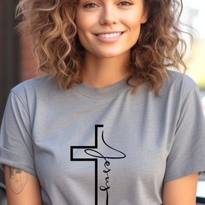 Jesus T Shirt, Christliches T shirt, Christliche Kleidung, Christliche Geschenke, Geburtstag, religiöse kleidung, religiöse geschenke, Sport Grey