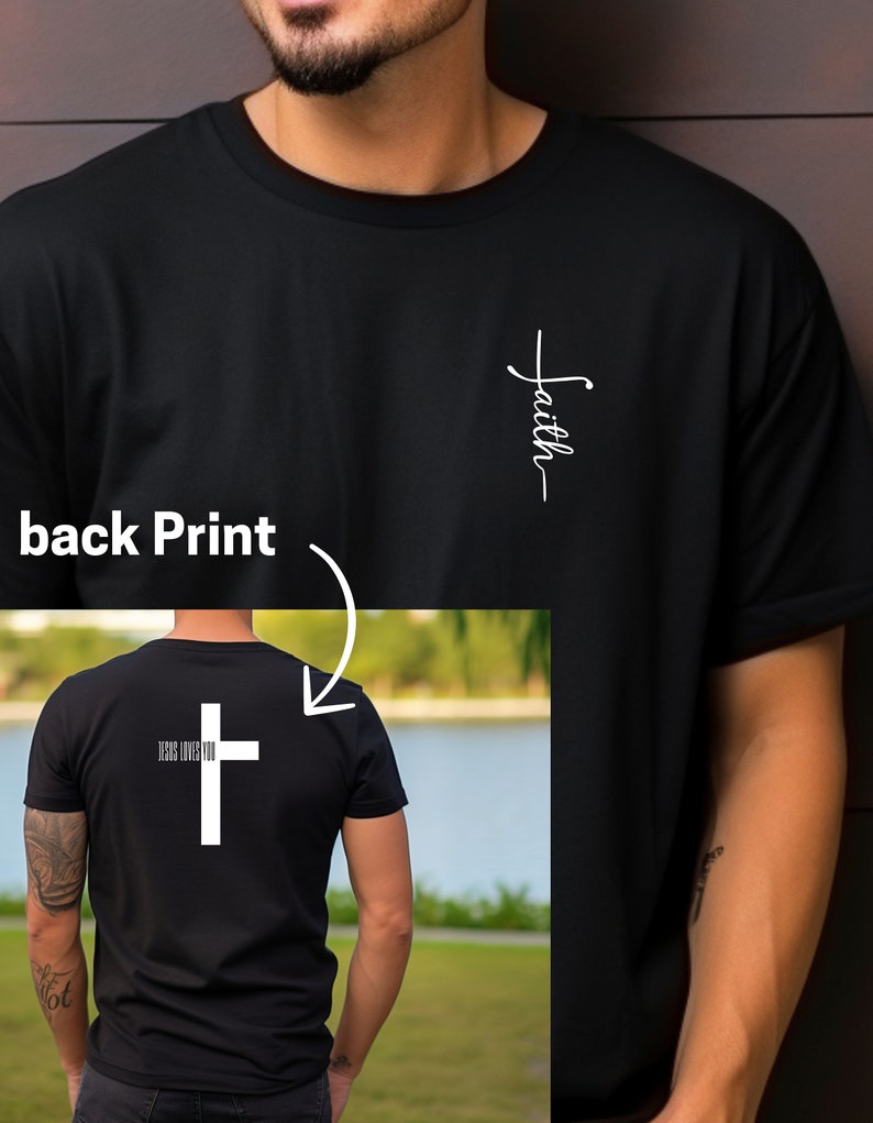 Jesus Loves you Tshirt, Christliches T shirt, religiöses T shirt, Christliche Kleidung, Christliche Geschenke, Jesus, Geburtstag, back print Black