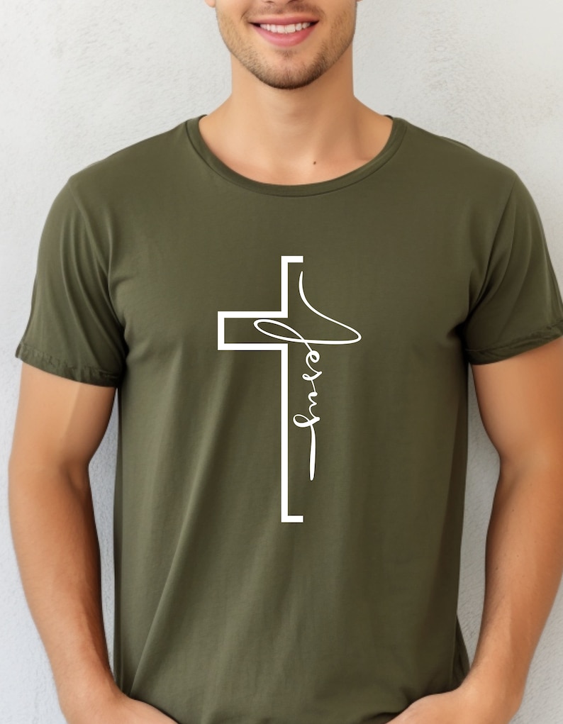 Jesus T Shirt, Christliches T shirt, Christliche Kleidung, Christliche Geschenke, Geburtstag, religiöse kleidung, religiöse geschenke, Military Green