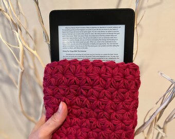 Bessenkleurige Kindle-hoes met bloemmotief boekomslag boekaccessoire Kindle-hoes bloemen bloemenboekbeschermer bullet journal cover boekentas