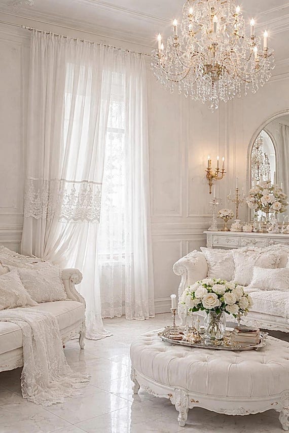 Georgette Sheet with Central Lace Ruffle – Unique Atelier Piece