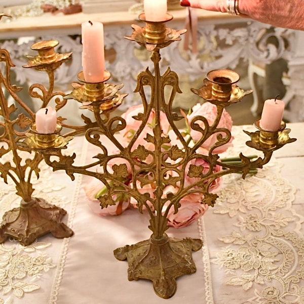 Wonderful and rare pair of 19th century Italian candelabra