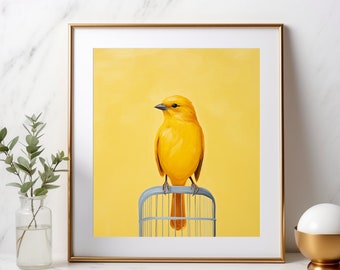 Yellow Canary Oil Painting , High Quality Canvas Painting, Digital Printable Home Decoration, Digital Oil Painting