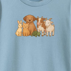 Cute Animal Crewneck Sweatshirt – Bunny Cat Dog Cow Goat Turtle Graphic – Cozy Animal Lover Gift – Neutral Farm Pet Cartoon Sweater
