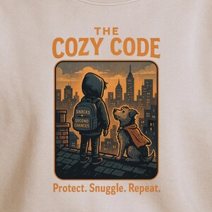 The Cozy Code Shirt, Rescue Dog Hero Graphic Tee, Comic Style Pet Lover Gift, Urban Animal Streetwear, Kid and Dog T-Shirt, Rescue Apparel