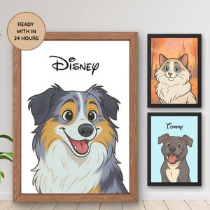 Custom Disney Inspired Pet Portrait, Digital Download – Personalized Dog and Pet Art, Memorial GIF & Drawing from Your Pet's Photo