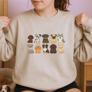 Sudadera con estampado de raza de perro, camiseta con estampado de dibujos animados para amantes de los perros, regalo acogedor para mamás de perros, sudadera con capucha para dueños de mascotas, suéter para amantes de los cachorros, camiseta con estampado de raza de perro