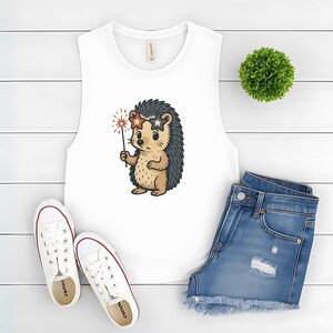 Patriotic Hedgehog T-Shirt 4th of July Sparkler Shirt – Cute Animal Tee for Independence Day, Vintage Cartoon Style, Funny Gift Idea