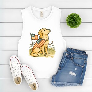 Golden Retriever Patriotic Shirt – 4th of July Dog T-Shirt, Boutique USA Pet Lover Gift, No-Text Front Graphic, Memorial Day Tee