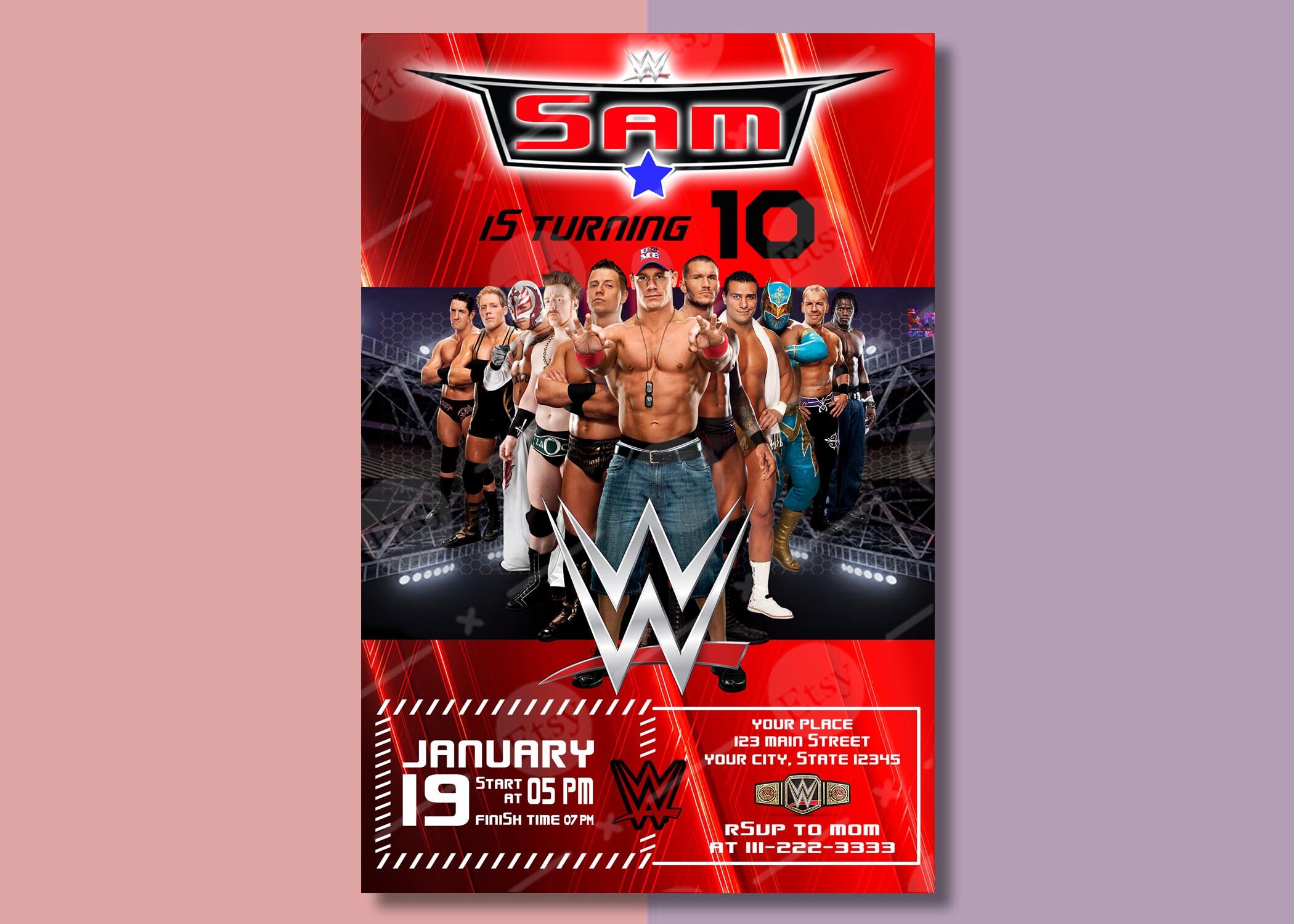 Editable WWE Birthday Invitation, Digital, John Cena, Custom Invitation ...