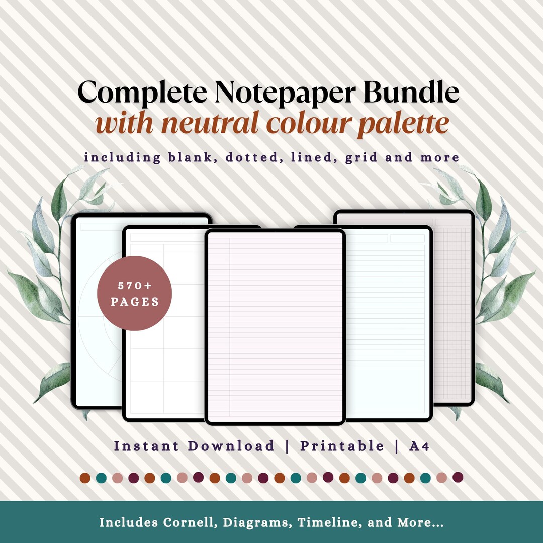 Goodnotes Digital Paper Bundle | 570 Cornell, Lined, Grid, Dotted ...