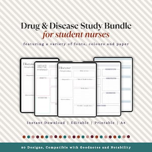 Nursing School Disease & Drug Study Templates | Pathophysiology + Pharmacology Bundle for NCLEX LPN | GoodNotes PDF