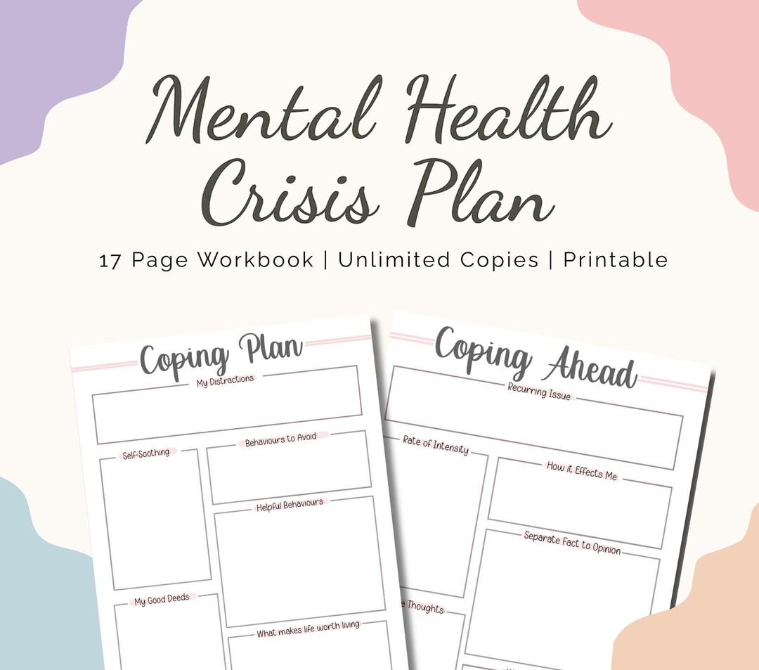 Mental Health Crisis Plan Workbook: Coping Skills & Safety (digital ...