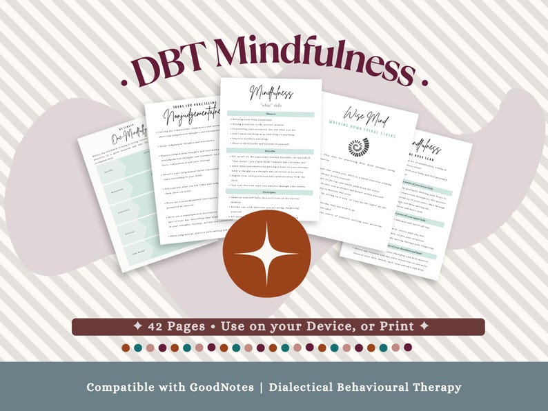 Dbt Scripts DBT Mindfulness Workbook | 42-page Guide With Wise Mind, Grounding ...