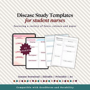 Disease Study Templates for Nursing Students | 40 Pathophysiology Worksheets | Concept Map PDF | Goodnotes Printable | NCLEX Prep