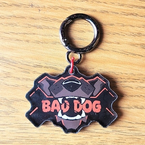 2 inch Bad Dog Furry Keychain, Collar Tag Fursuit Accessory, Furry Bag Charm Merch