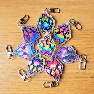 LGBTQ+ 2-inch Pride Flag pootafdruk acryl sleutelhanger, Gay Furry Charm, MLM, Trans, Enby