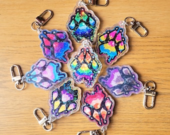 LGBTQ+ 2-inch Pride Flag Paw Print Acrylic Keychain, Gay Furry Charm, MLM, Trans, Enby
