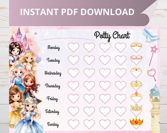 Princess Potty Training Chart, Princess Reward Chart