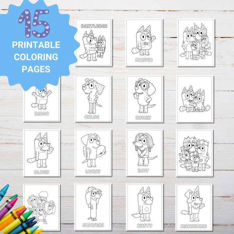 Bluey Coloring Book, Bluey Coloring Pages Printable - Etsy