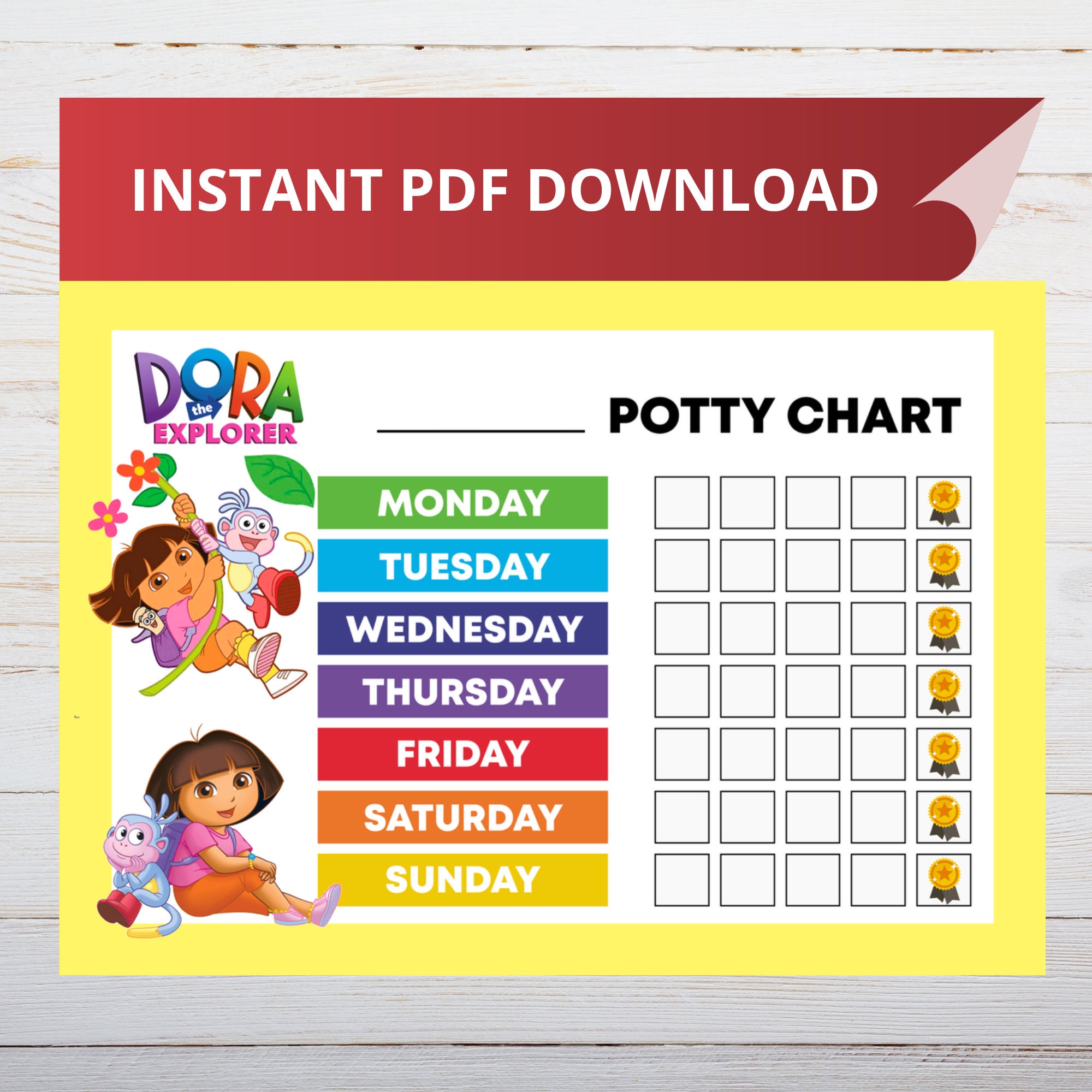 Dora Potty Training Chart, Dora the Explorer Reward Chart Etsy
