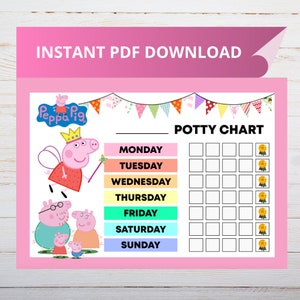 Tabla de entrenamiento de Peppa para ir al baño, Tabla de recompensas de Peppa Pig