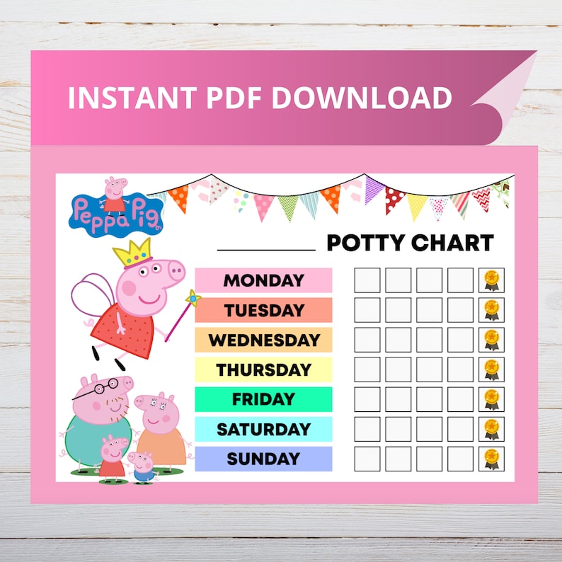 Peppa Potty Training Chart, Peppa Pig Reward Chart Etsy
