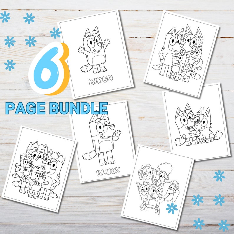 Bluey Bingo Coloring Pages Printable - Etsy