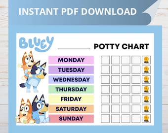 Bluey Potty Training Chart, Bluey PDF Potty Chart