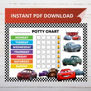 Cars Potty Trainingstabelle, Cars Belohnungstabelle