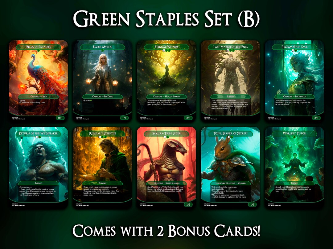 Green Staples Set B Custom MTG Cards, EDH, Premium MTG Cards, Proxy